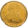 Image 1 : CHILE, Santiago, gold bust 8 escudos, Charles IV (bust of Charles III), 1793 DA, NGC MS 62 (Colecció