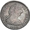 Image 1 : CHILE, Santiago, bust 8 reales, Charles III, 1782 DA, very rare, NGC VF details / obv graffiti (Cole