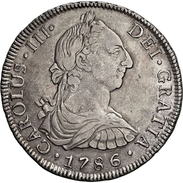 CHILE, Santiago, bust 8 reales, Charles III, 1786 DA, very rare, NGC VF 30 (Colección Val y Mexía La