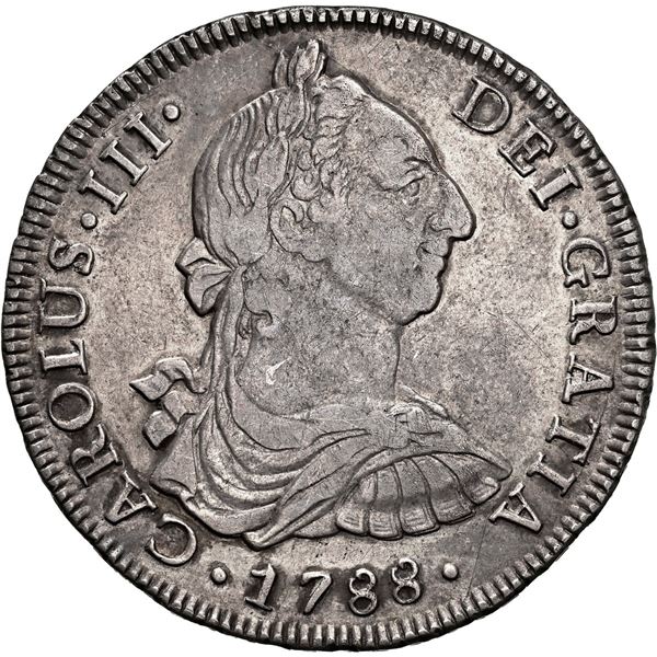 CHILE, Santiago, bust 8 reales, Charles III, 1788 DA, rare, NGC XF details / cleaned (Colección Val 