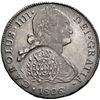Image 1 : CHILE, Santiago, bust 8 reales, Charles IV, 1806 FJ, with Minas Gerais (Brazil) 960 reis counterstam