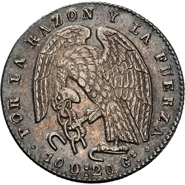 CHILE, Santiago, 2 reales, 1848/6 JM, rare, NGC AU 58 (Colección Val y Mexía Label), finest known in