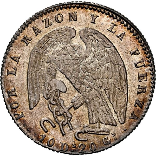 CHILE, Santiago, 2 reales, 1851 LA, NGC MS 62 (Colección Val y Mexía Label).