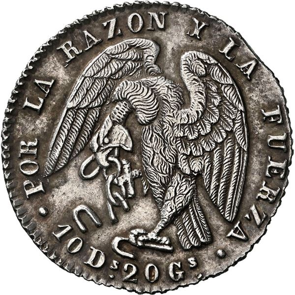 CHILE, Santiago, 1 real, 1842 IJ, rare, NGC AU 58 (Colección Val y Mexía Label).