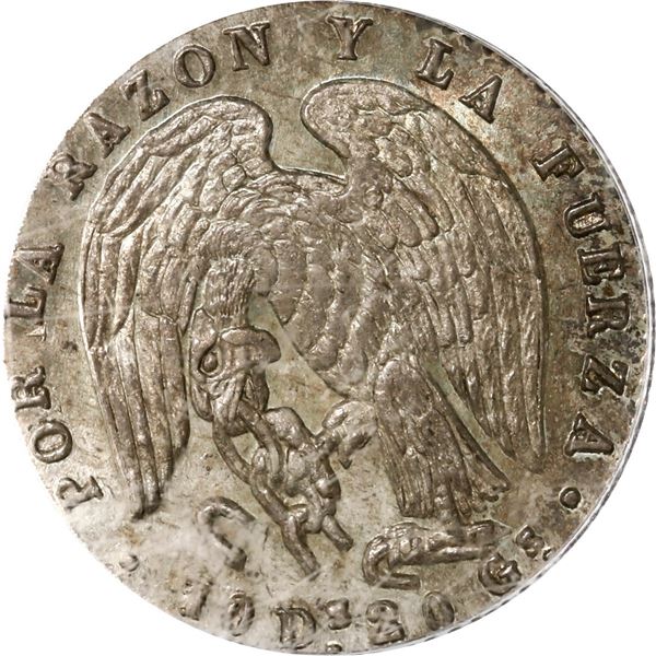 CHILE, Santiago, 1 real, 1844 IJ, PCGS MS64, finest known in PCGS census, ex-Val y Mexía.