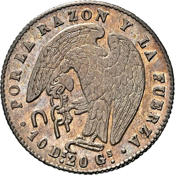 CHILE, Santiago, 1 real, 1846 IJ, NGC AU 53 (Colección Val y Mexía Label).