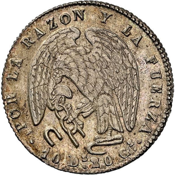 CHILE, Santiago, 1 real, 1849 ML, NGC MS 62 (Colección Val y Mexía Label).
