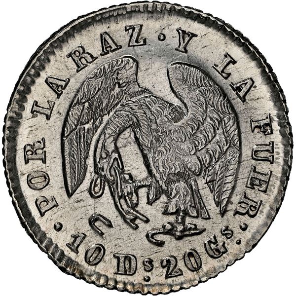 CHILE, Santiago, ½ real, 1840 IJ, NGC MS 66 (Colección Val y Mexía Label), finest known in NGC censu