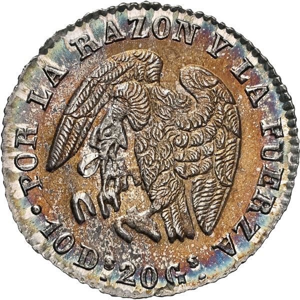 CHILE, Santiago, ½ real, 1841 IJ, NGC MS 65 (Colección Val y Mexía Label).