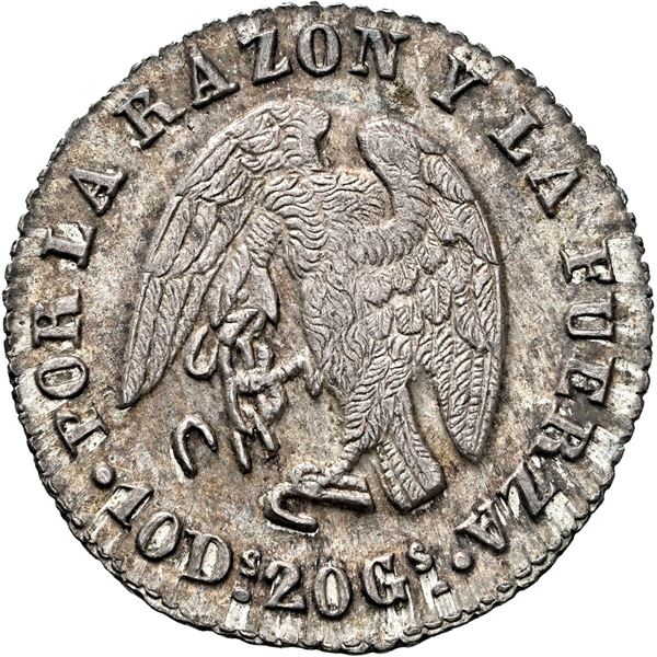 CHILE, Santiago, ½ real, 1842 IJ, NGC MS 64 (Colección Val y Mexía Label), ex-Whittier.