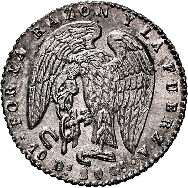 CHILE, Santiago, ½ real, 1845 IJ, NGC MS 65 (Colección Val y Mexía Label), ex-Whittier.