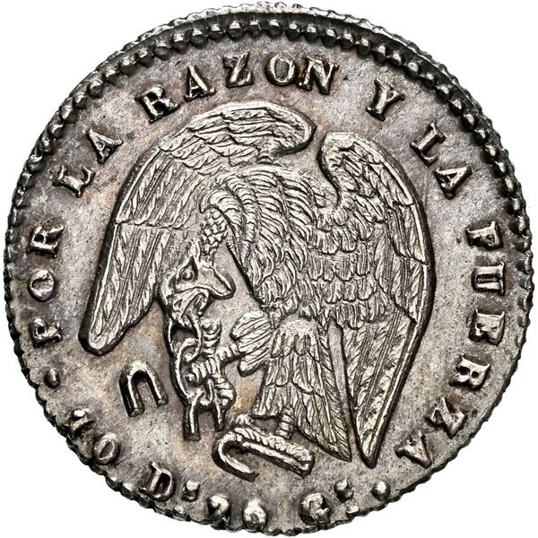 CHILE, Santiago, ½ real, 1846 IJ, NGC MS 63 (Colección Val y Mexía Label).