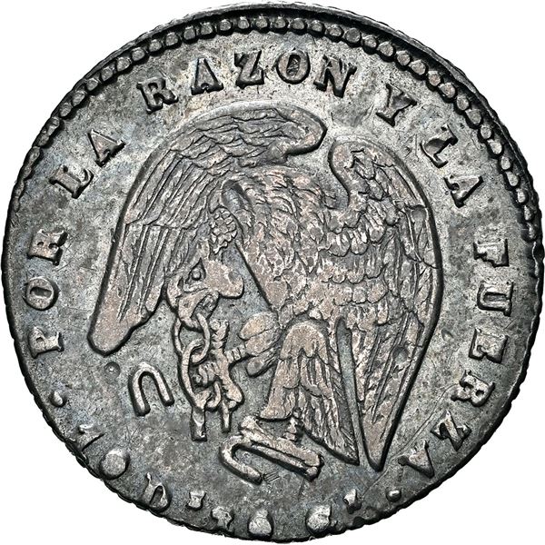 CHILE, Santiago, ½ real, 1848 JM, rare, NGC VF 35 (Colección Val y Mexía Label).