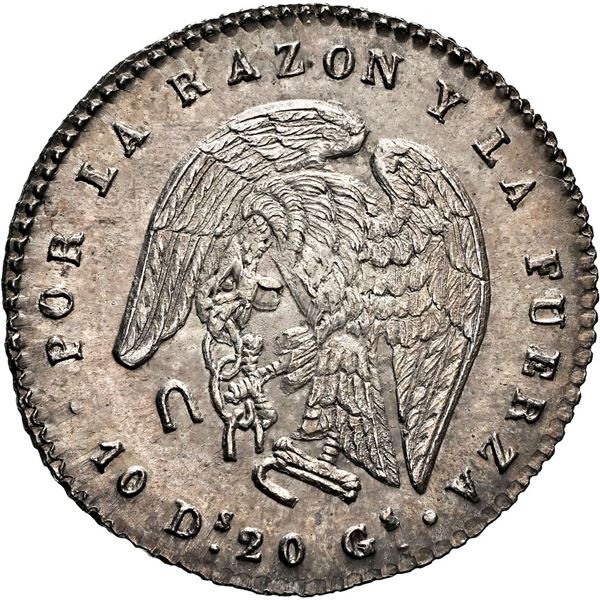 CHILE, Santiago, ½ real, 1851 LA, NGC MS 65 (Colección Val y Mexía Label), finest known in NGC censu