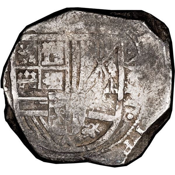 COLOMBIA, Bogotá, cob 8 reales, Philip IV, assayer A below mintmark NR to left (early 1630s), PCGS F