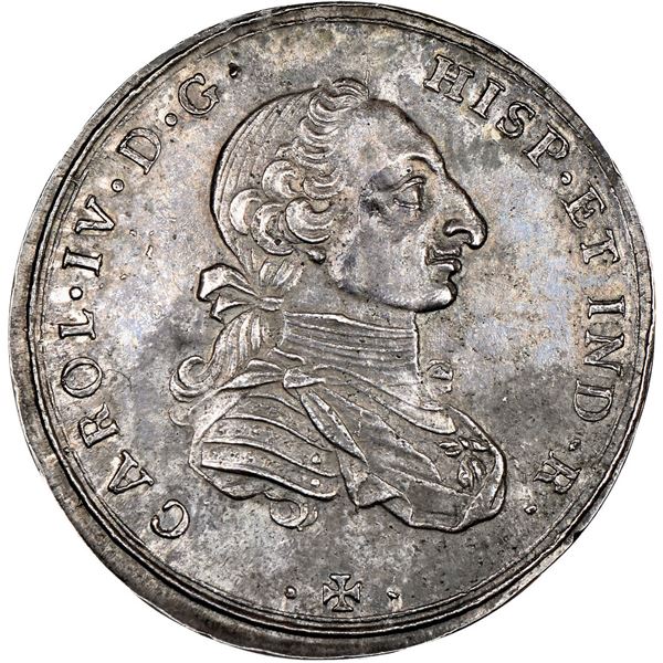 COLOMBIA, Bogotá, 4 reales-sized proclamation medal, Charles IV (bust of Charles III), 1789, rare, N