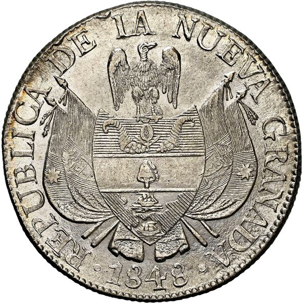 COLOMBIA, Bogotá, 10 reales, 1848, NGC MS 62.