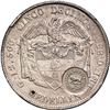 Image 2 : COSTA RICA, 50 centavos, arms/lion double countermark (Type VII, 1889) on a Medellín, Colombia, 5 dé
