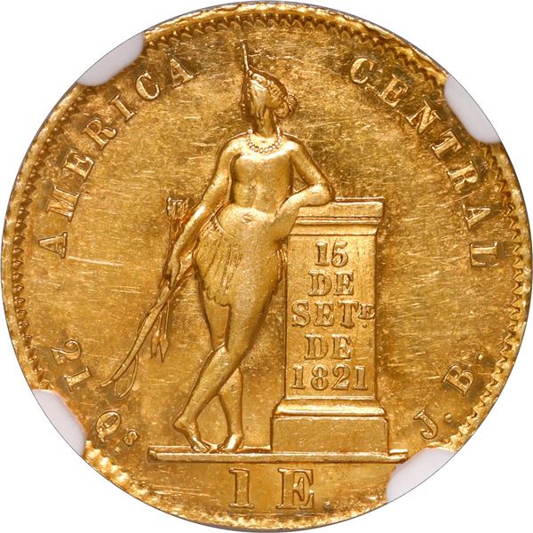 COSTA RICA, San José, gold 1 escudo, 1850 JB, NGC MS 61.