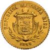 Image 1 : COSTA RICA, San José, gold 1 peso, 1866 GW, large UN, NGC UNC details / cleaned.