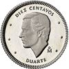 Image 1 : DOMINICAN REPUBLIC, struck at the Mexico City mint, off-metal proof 10 centavos in silver, 1984, Dua