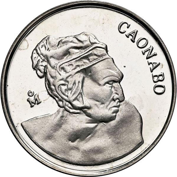 DOMINICAN REPUBLIC, struck at the Mexico City mint, off-metal proof 1 centavo in silver, 1984, Caona