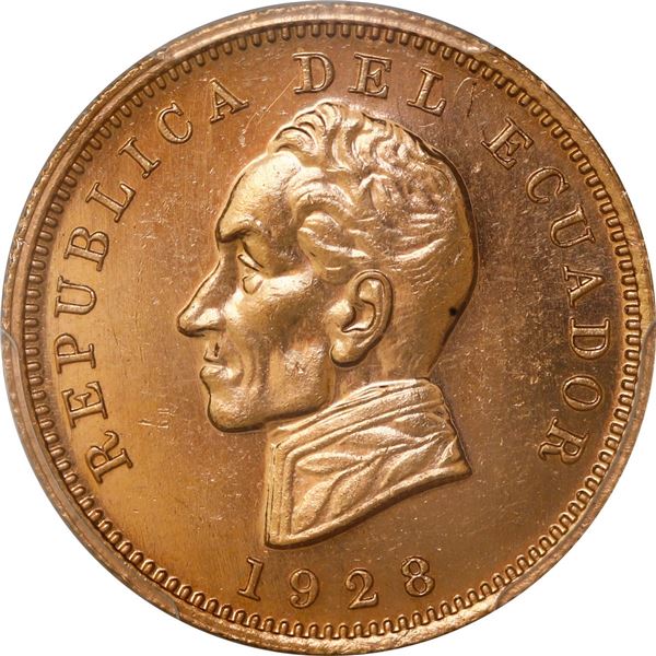 ECUADOR, struck in Birmingham, England, gold 1 condor, 1928, PCGS MS63.