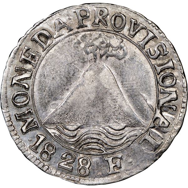 EL SALVADOR, San Salvador, provisional 2 reales, 1828 F, LIBERTAD SALV, NGC XF 40 (Richard Stuart Co