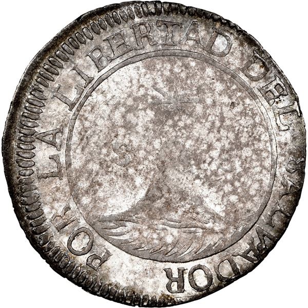 EL SALVADOR, San Salvador, provisional 2 reales, 1832 RL, SALVADOR, solid circle, NGC XF 40.