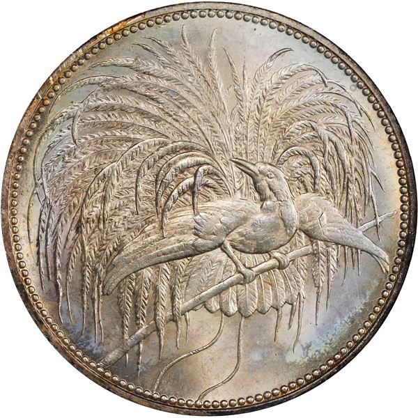 GERMAN NEW GUINEA, Berlin mint, 5 mark, Wilhelm II, 1894-A, Bird of Paradise, NGC MS 64.
