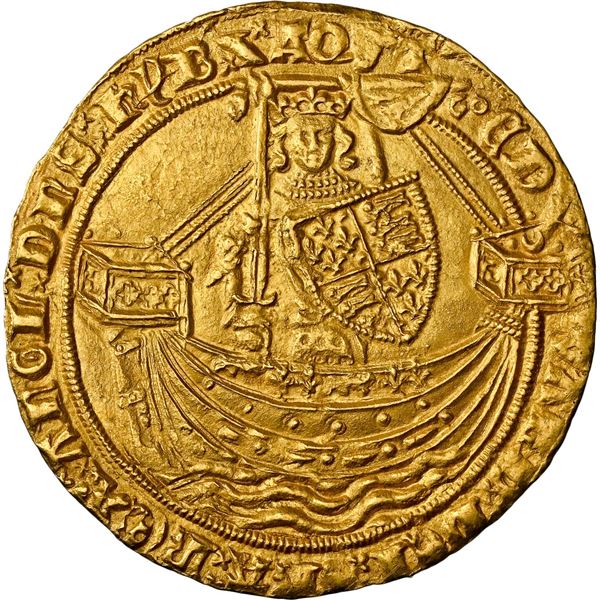 GREAT BRITAIN, London, England, Tower mint, gold noble, Edward III, mintmark cross potent (1361-69),