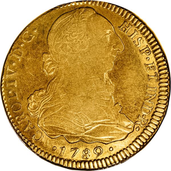 GUATEMALA, Guatemala City, gold bust 4 escudos, Charles IV transitional (bust of Charles III, ordina