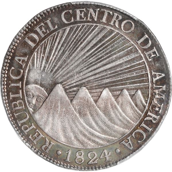 GUATEMALA (Central American Republic), Guatemala City, 8 reales, 1824 M, PCGS AU58.