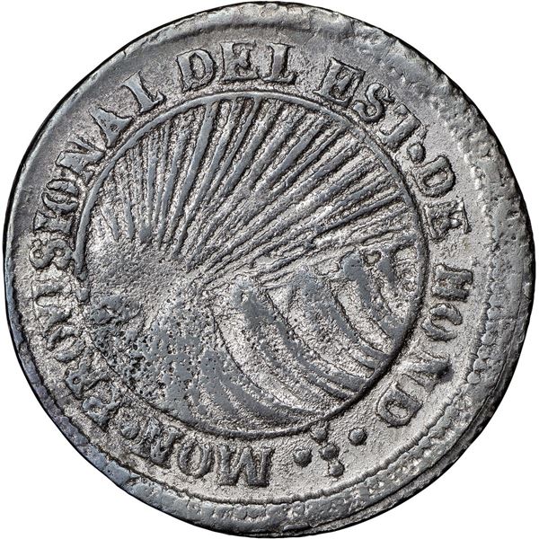 HONDURAS, Tegucigalpa, low-silver provisional 4 reales, 1851 G, wider date, NGC AU 53 (Richard Stuar