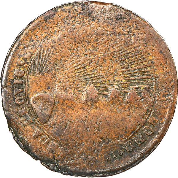 HONDURAS, Tegucigalpa, copper-lead alloy provisional 8 reales, 1859 FL, PROVICIONAL error, NGC F 12 
