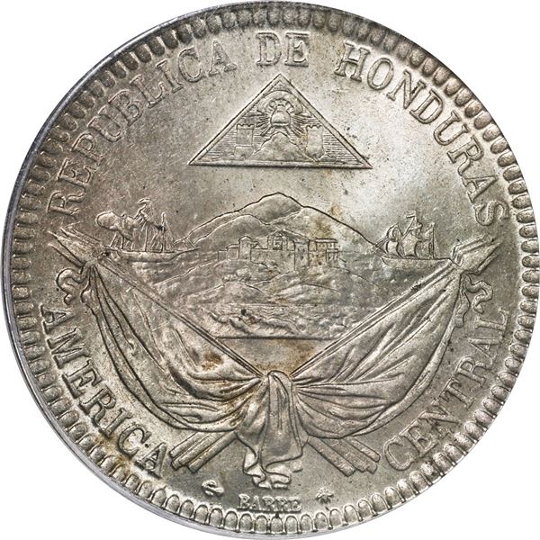 HONDURAS, struck at the Paris Mint, copper-nickel 1 real, 1870-A, PCGS MS64.