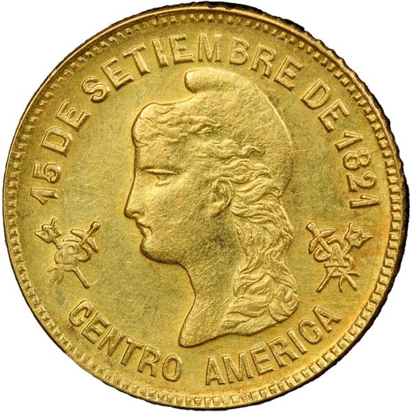 HONDURAS, Tegucigalpa, gold 1 peso, 1889, very rare, PCGS AU58, "top pop."