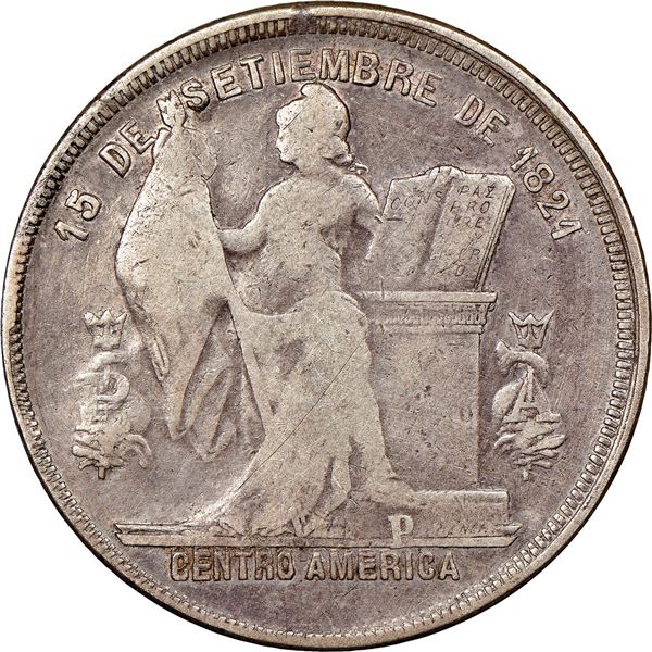 HONDURAS, Tegucigalpa, 50 centavos, 1897/87, P above exergue line, rare, NGC F details / surface hai