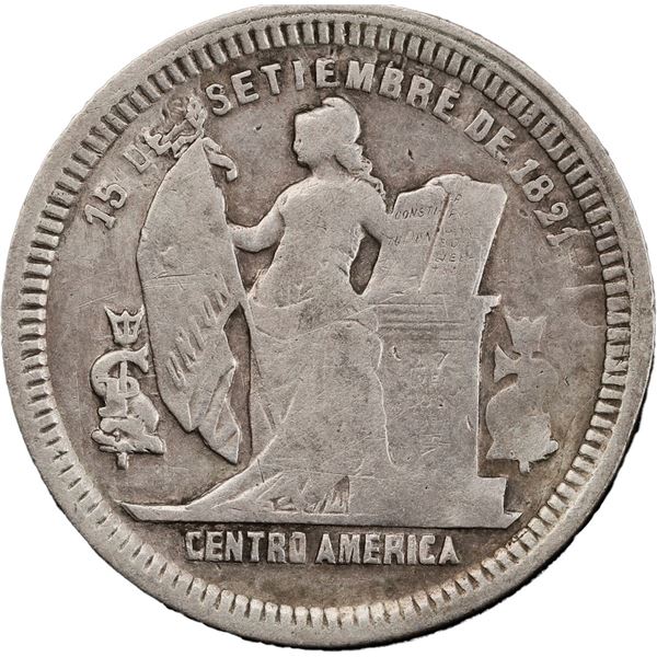 HONDURAS, Tegucigalpa, 25 centavos, 1910, fineness 0.835/0.900, extremely rare, PCGS VF details / cl