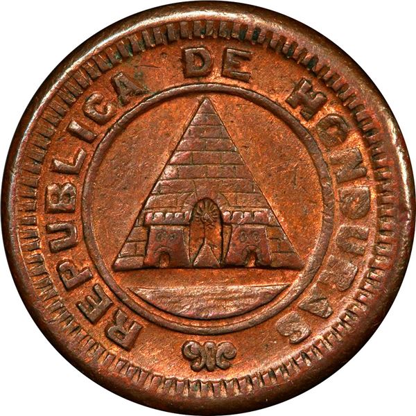 HONDURAS, Tegucigalpa, bronze ½ centavo, 1889, PCGS AU58, finest known in PCGS census.