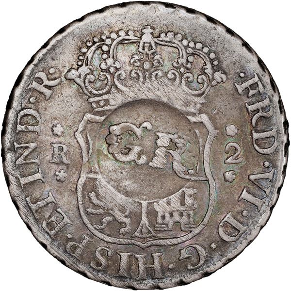 JAMAICA, British Administration, 1 shilling 8 pence, George III, "GR" double countermark (1758) on a