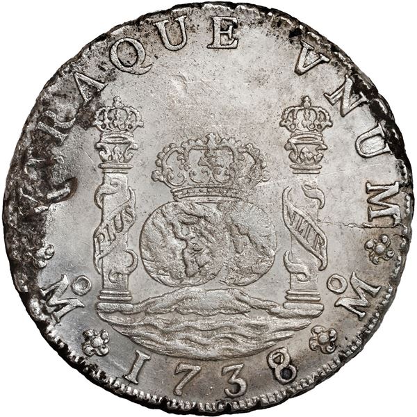 MEXICO, Mexico City, pillar 8 reales, Philip V, 1738/7 MF.