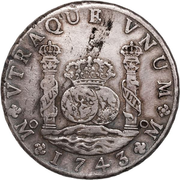 MEXICO, Mexico City, pillar 8 reales, Philip V, 1743 MF.