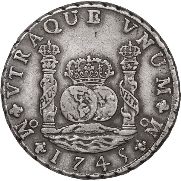 MEXICO, Mexico City, pillar 8 reales, Philip V, 1745 MF.