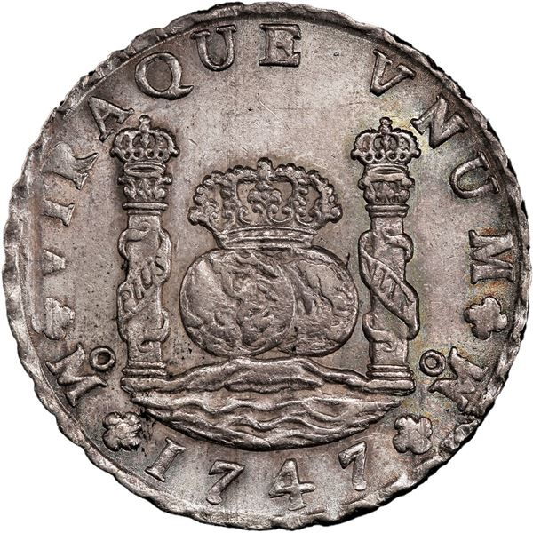 MEXICO, Mexico City, pillar 8 reales, Philip V, 1747 MF, PCGS MS61.