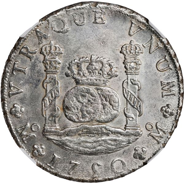 MEXICO, Mexico City, pillar 8 reales, Ferdinand VI, 1750 MF, NGC MS 61, ex-Tan.