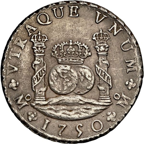 MEXICO, Mexico City, pillar 8 reales, Ferdinand VI, 1750 MF, NGC AU 50.