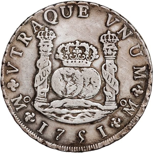MEXICO, Mexico City, pillar 8 reales, Ferdinand VI, 1751 MF.