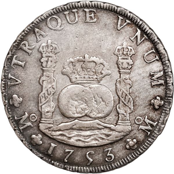MEXICO, Mexico City, pillar 8 reales, Ferdinand VI, 1753 MF.