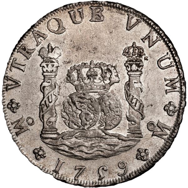 MEXICO, Mexico City, pillar 8 reales, Ferdinand VI, 1759 MM, PCGS AU53.